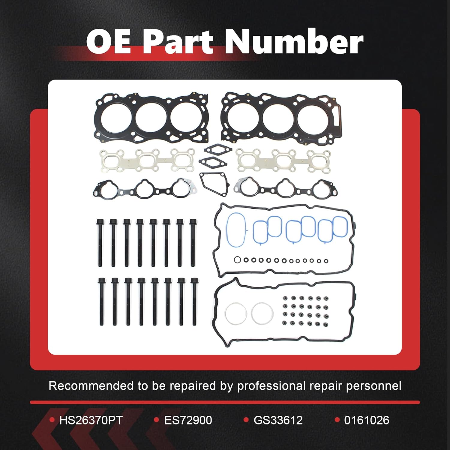 AUCERAMIC HS26370PT Cylinder Head Gasket Set with Head Bolts Kit Fit for Nissan Frontier Pathfinder Xterra Nv1500 Nv2500 Nv3500 Suzuki Equator 2005-2021 4.0L V6 DOHC ES72900 GS33612 0161026