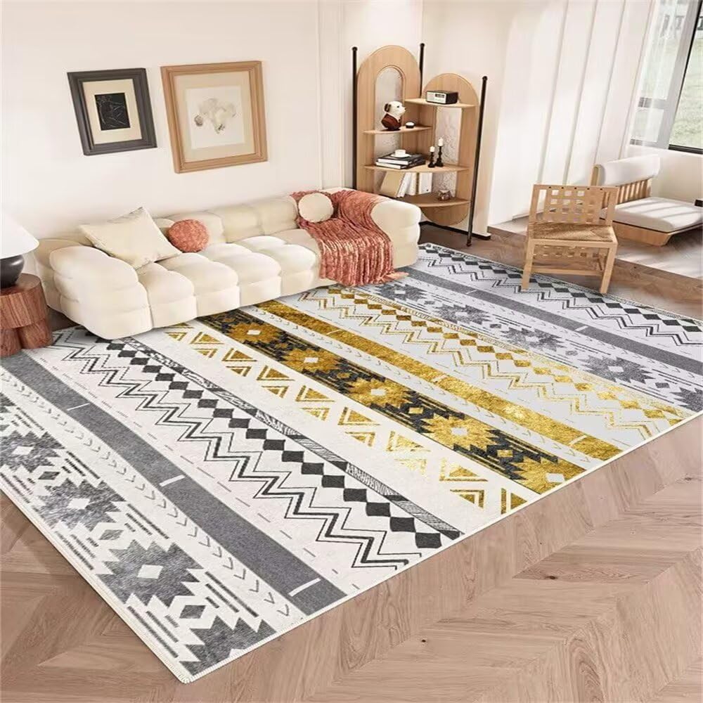 Tapis chambre enfant circuit route gris jaune 120x160 cm pour salon et balcon