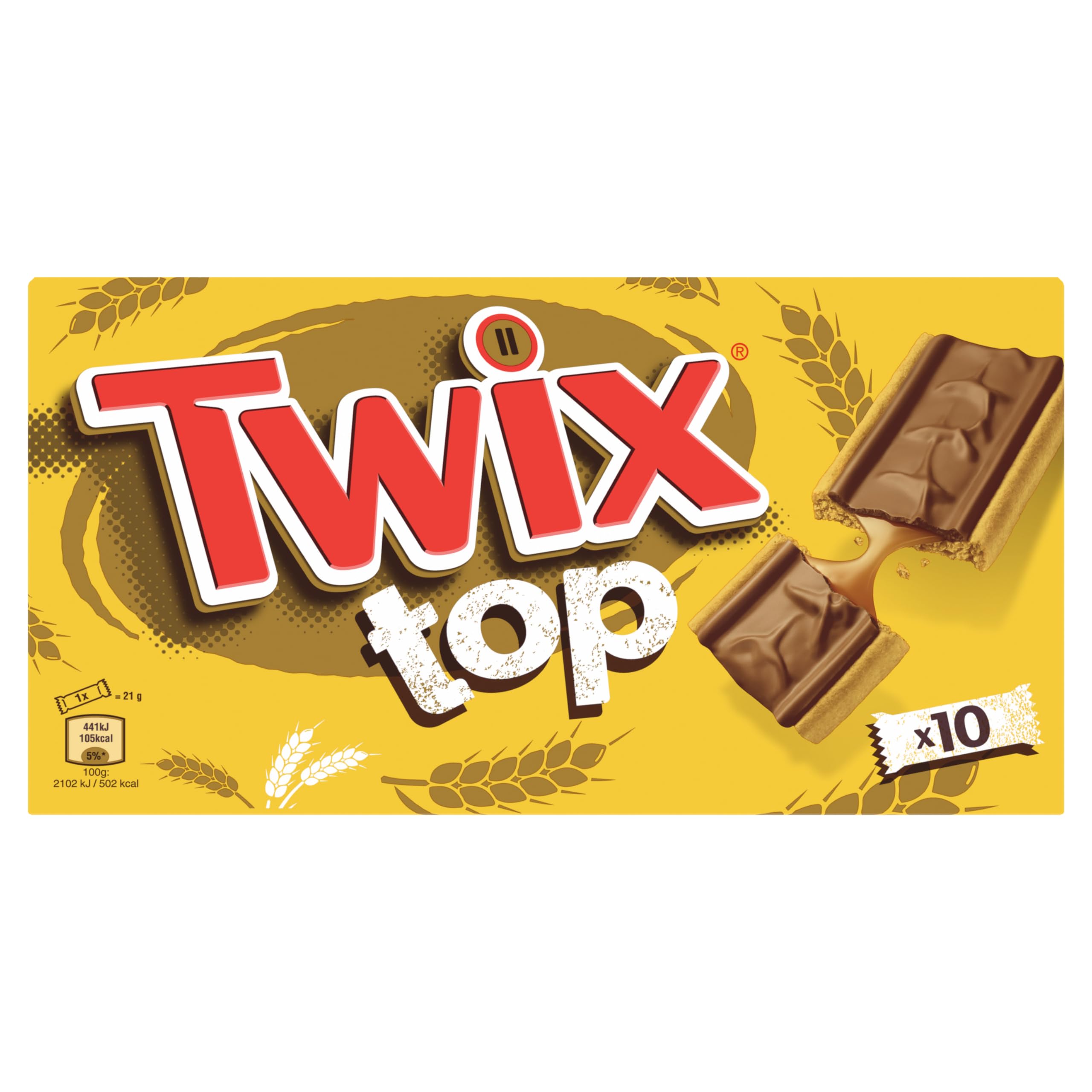 TWIX TOP - Biscuit Chocolat au Lait & Caramel - Paquet de 10 Biscuits Individuels - 210g