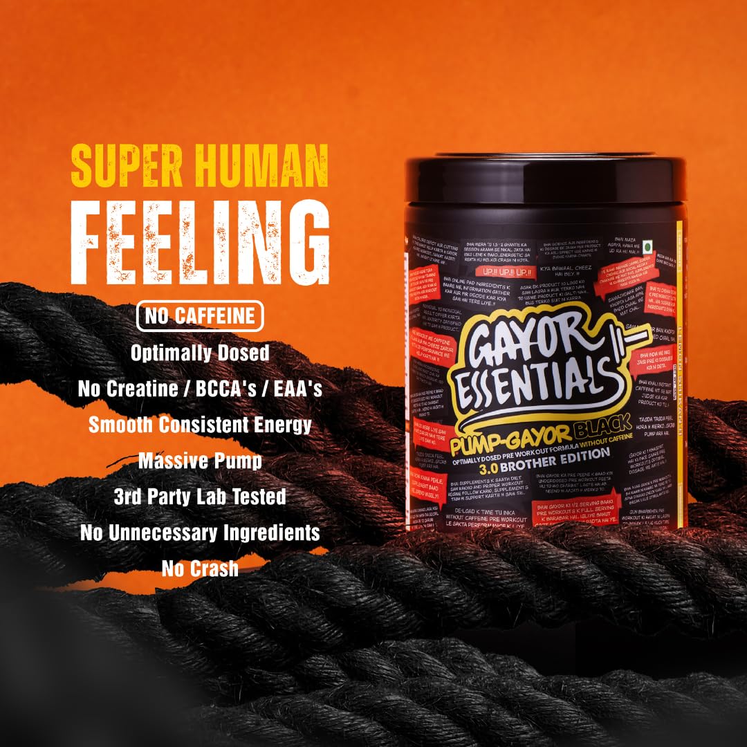 Pump Gayor 3.0Brother Edition CaffeineFree PreWorkout(Lemon Shikanji,360g) — Amazon image 6