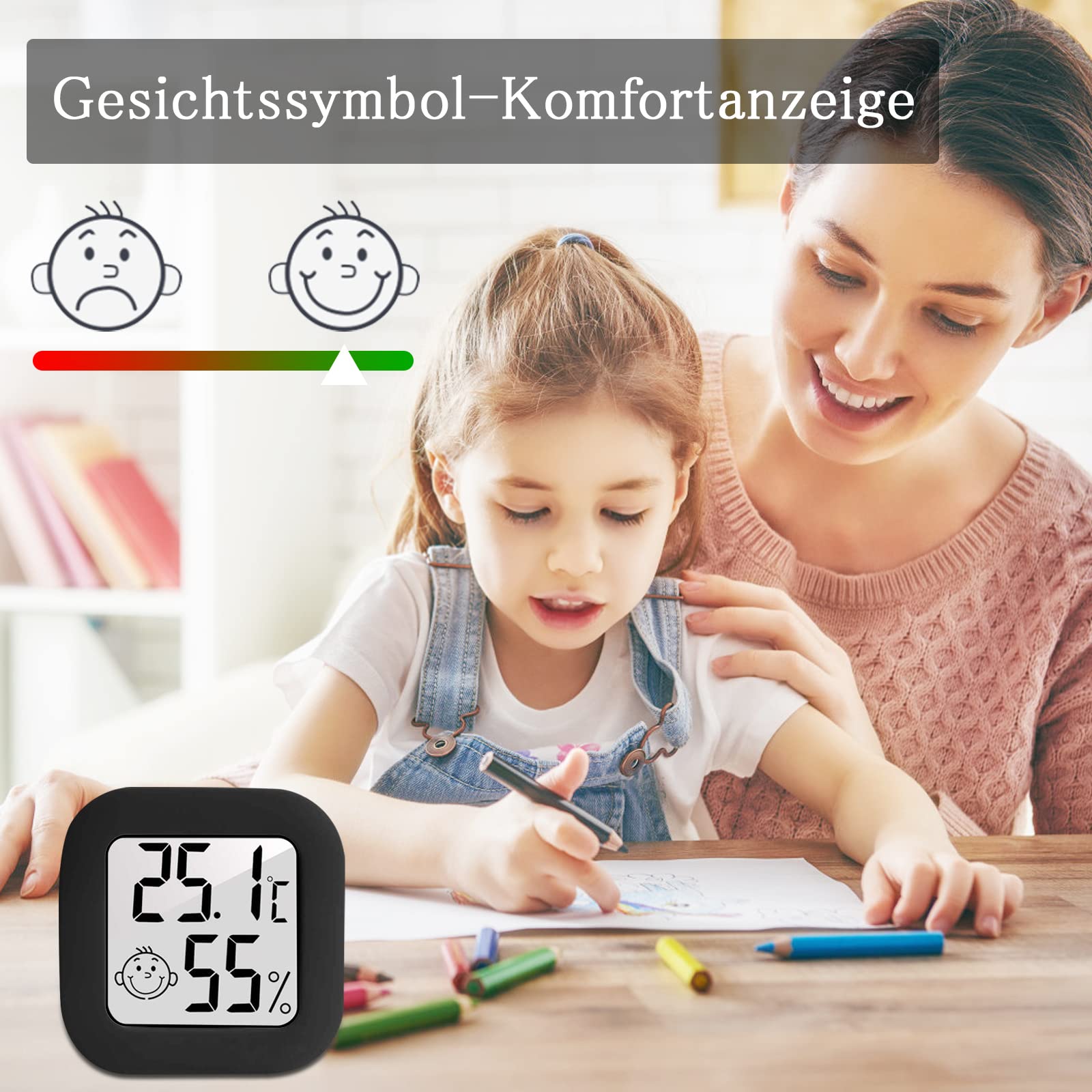 Lot De 2 Thermomètres Hygromètres Numériques LCD - Précis Pour Chambre Bébé Et Maison