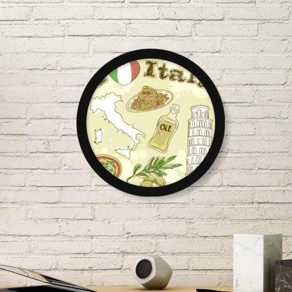 Cadre photo Tour de Pise avec illustration du drapeau italien et motif rond noir taille S