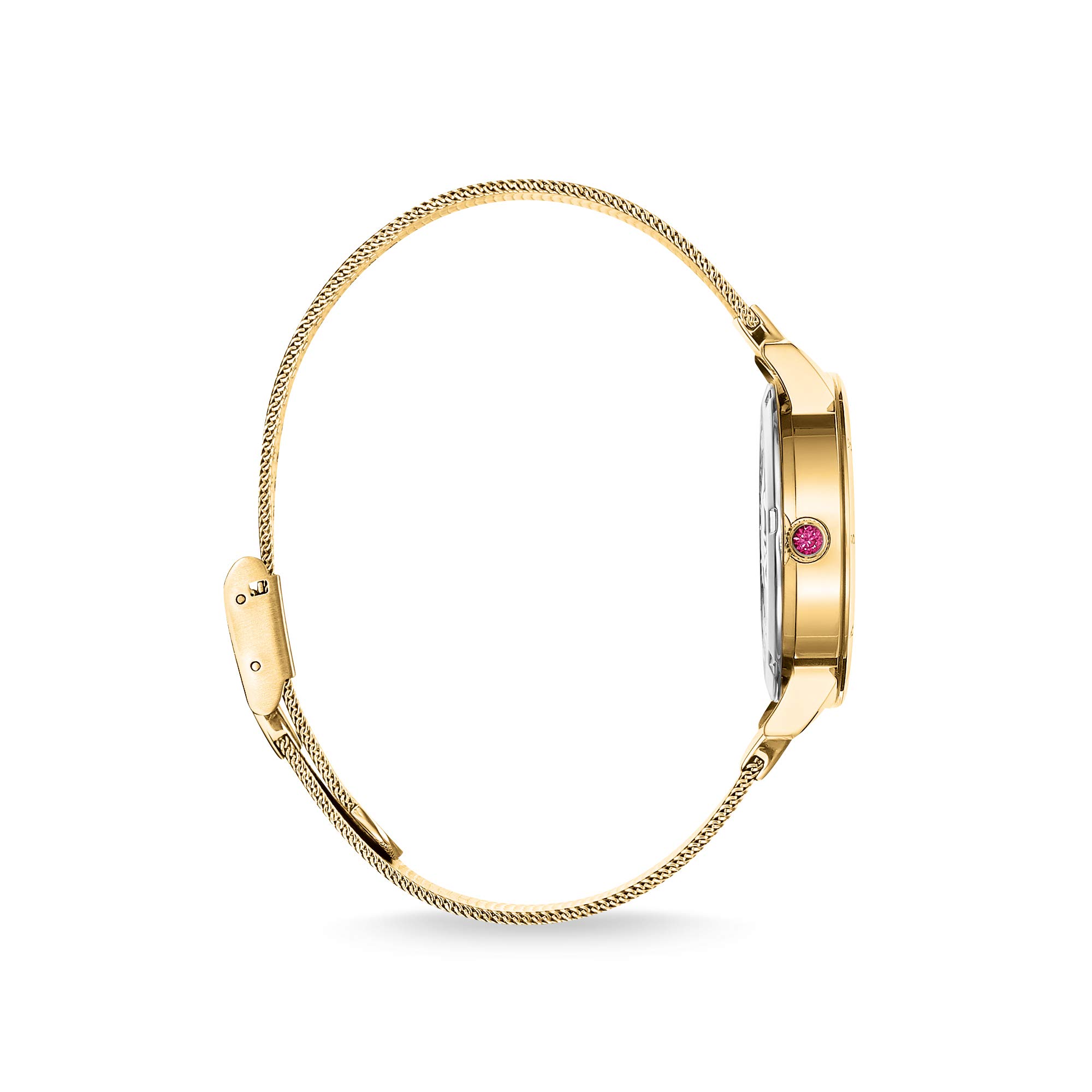THOMAS SABO Damen Uhr Kaleidoskop Libelle Edelstahl Gold Grün mit bunten Zirkonia 33mm, Wasserdichtigkeit: 5bar, WA0369-264-211-33 mm