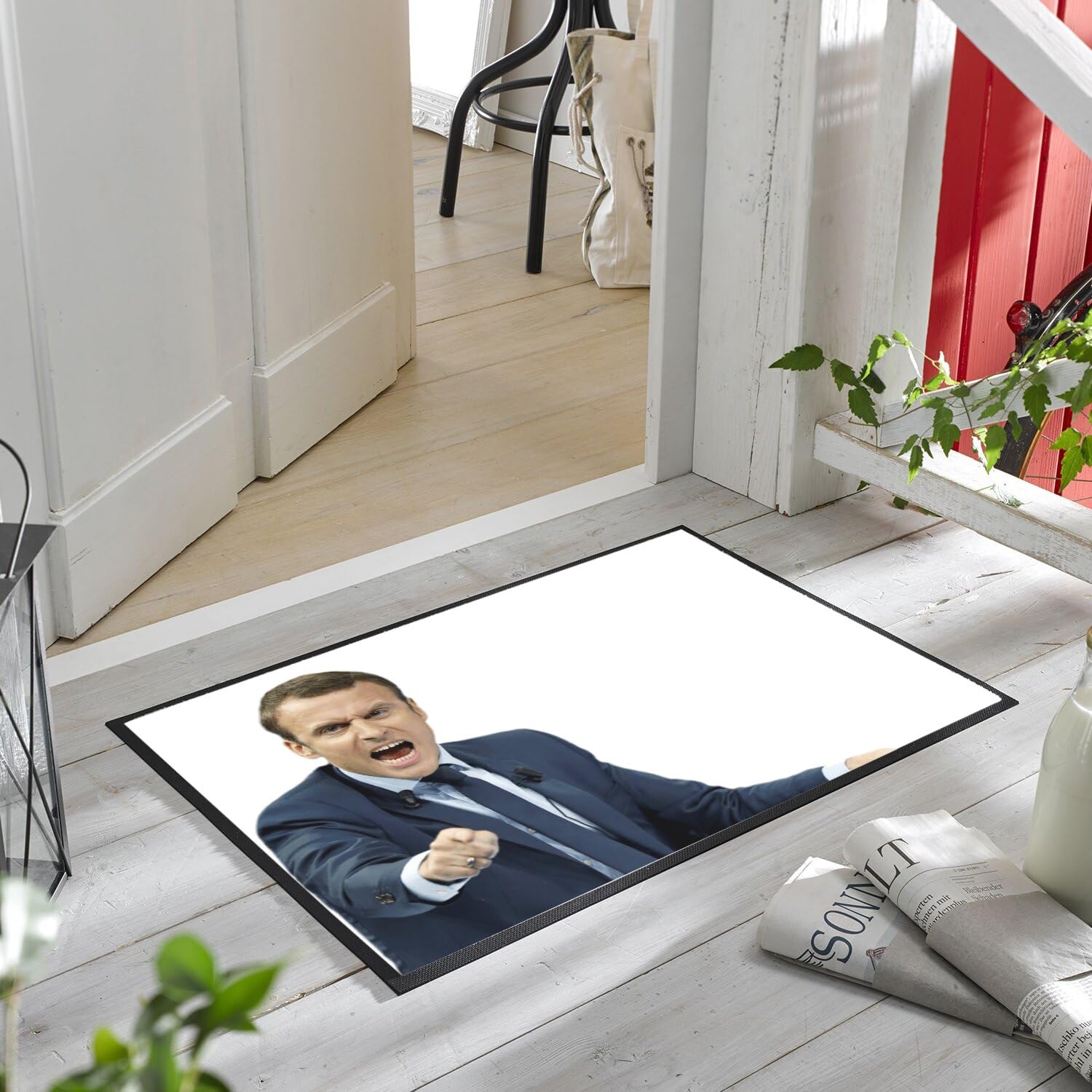 Fabulous Paillasson Macron en Colere President France Humour Meme - Dimensions: 75x50cm