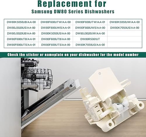 Miniatura 3 de DD81-01629A DD81-02132A - Pestillo para interruptor de puerta de lavavajillas compatible con Samsung modelo DW80K5050UB DW80R5060US DW80R5061UG
