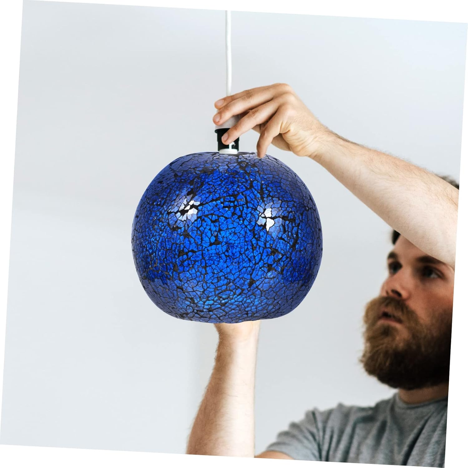 2pcs Stained Glass Lampshade Glass Chandeliers Glass Light Shade Stained Glass Shade Porch -blue Glass