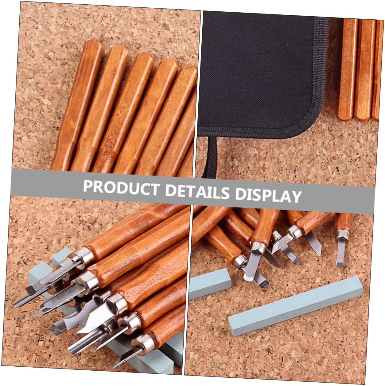 Wood Carving Tool Set with Carpenter Tools for Sculpture Comfortable Grip Hardwood Handle Includes Carrying Bag for Woodworking and Musical Instrument Carving