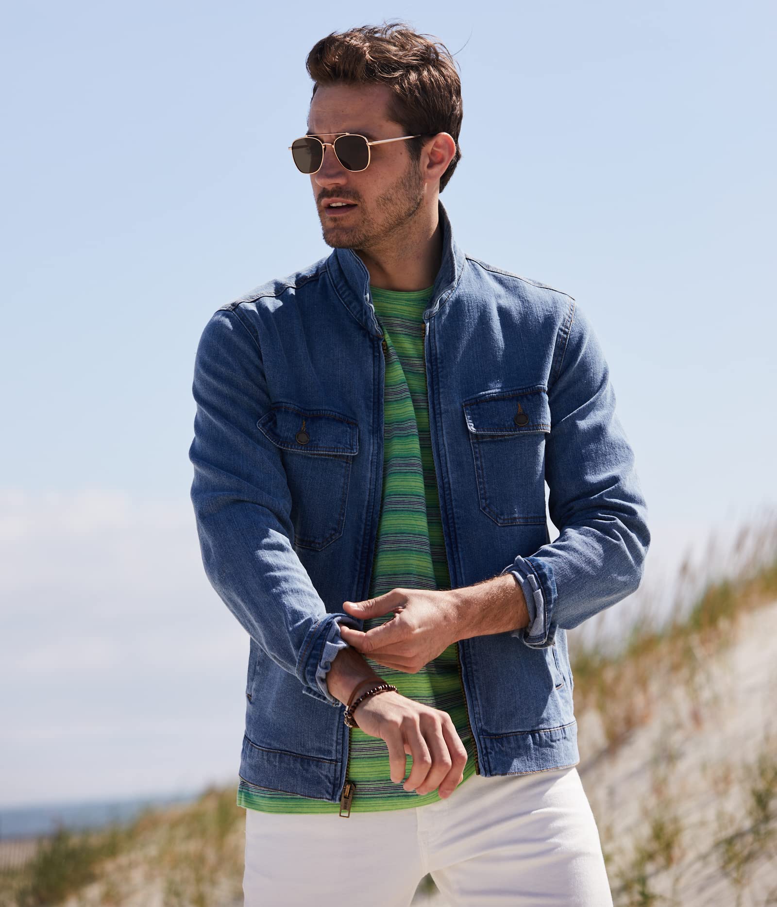 WEATHERPROOF VINTAGE Gafas de sol de diseño para hombre, protección UV400, marco de aviador cuadrado de metal duradero, Dorado brillante, Large