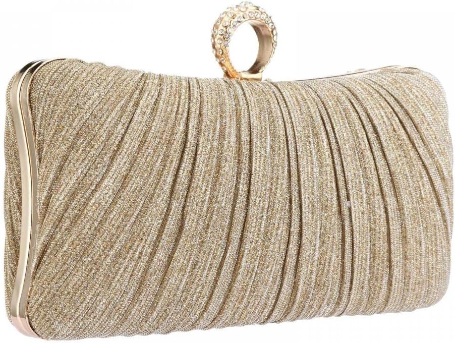 Clutch Purse for Women Pleated Glitter Evening Clutch Purses with Rhinestone Evening Bag for Bridal Wedding Party - Image 8