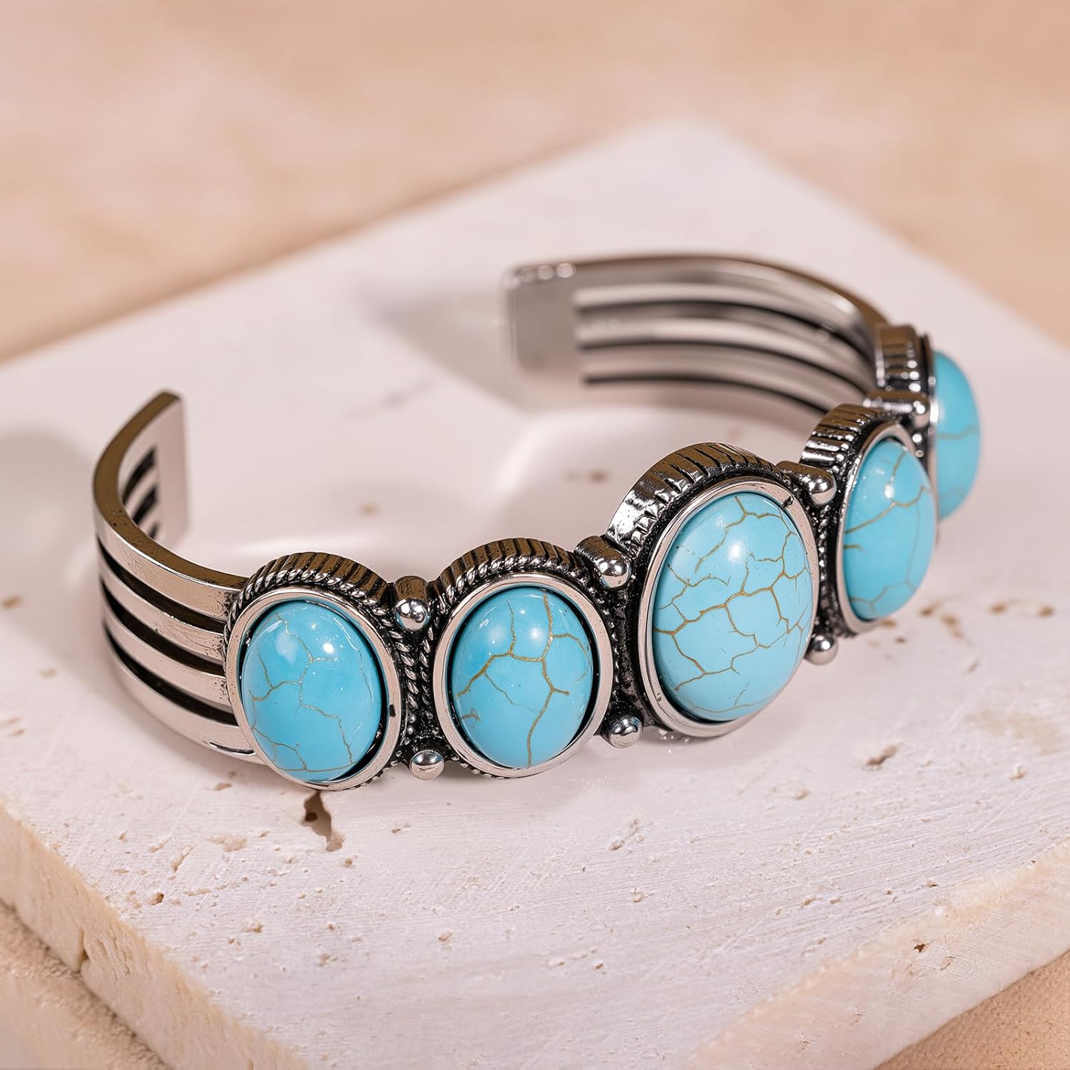 Montana West Rustic Couture's Bohemian Turquoise Cuff Bangle Bracelets for Women Cowgirl - Image 6