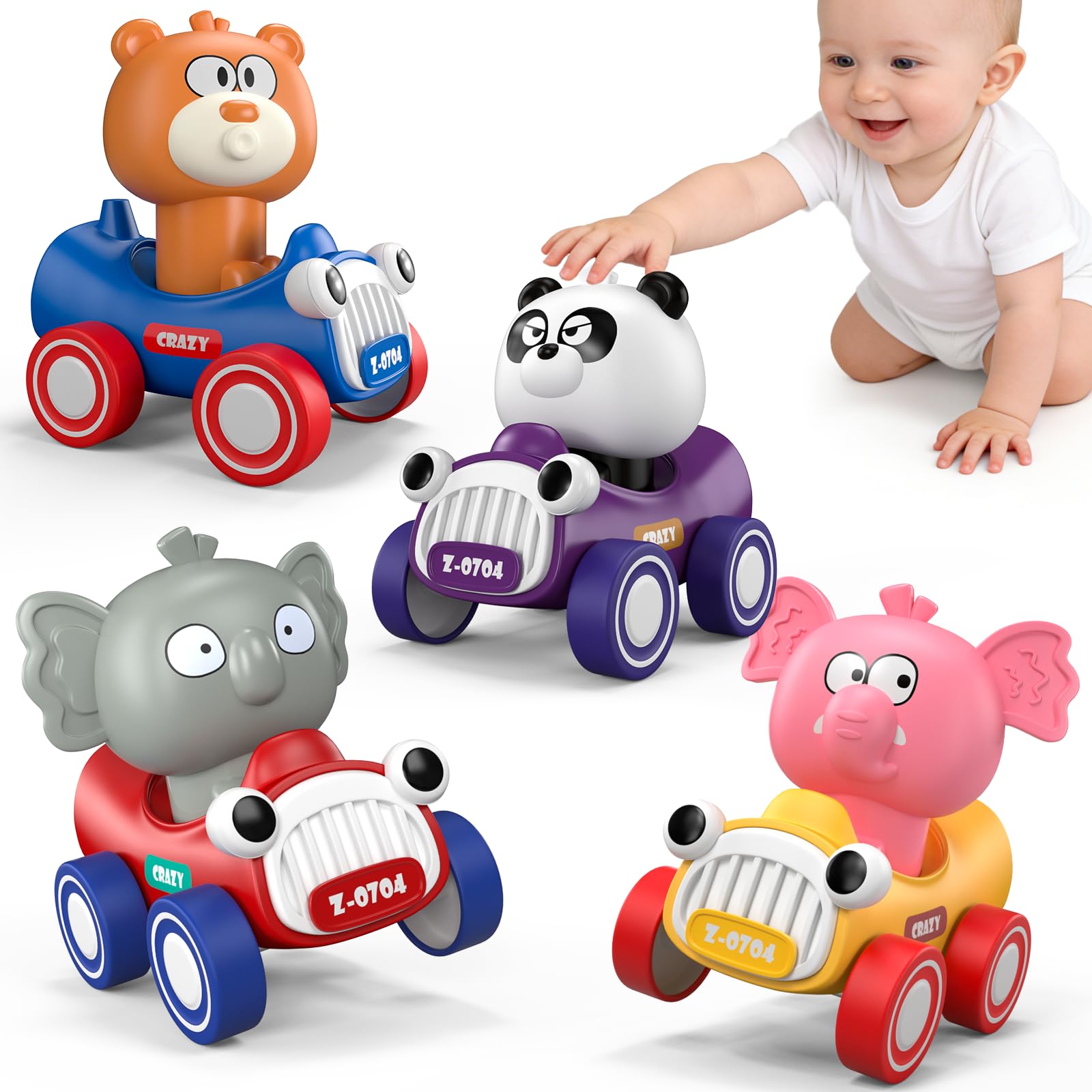 SOLMAN Press To Go Car Toys for Toddlers 1-3,Toys for 1 2 Year Old Boys Gifts,Toy Cars for 1 2 3 Year Olds,1 2 Year Old Boy Toys,Gifts for 1 2 Year Old Boys, Baby Boy Gifts,Toddler Toys,
