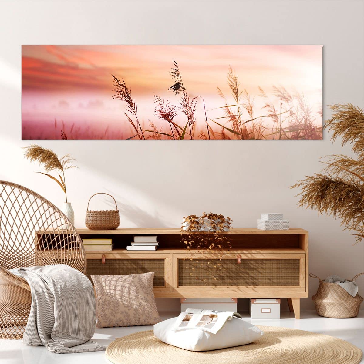 Tableau Toile ARTTOR 160x50cm – Paysage Montagne Prairie Forêt – Impression Murale Moderne