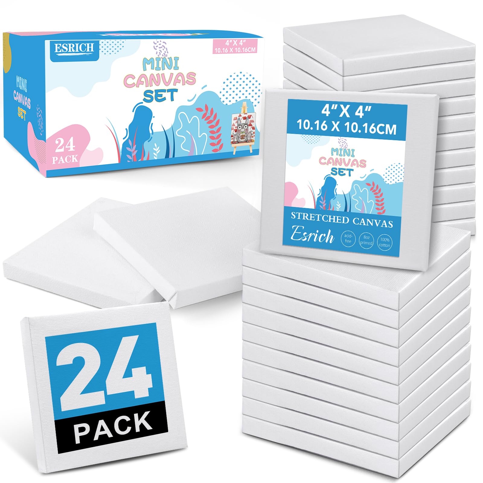 Amazon.com: ESRICH Mini Canvases for Painting,4x4In Canvas in Bulk
