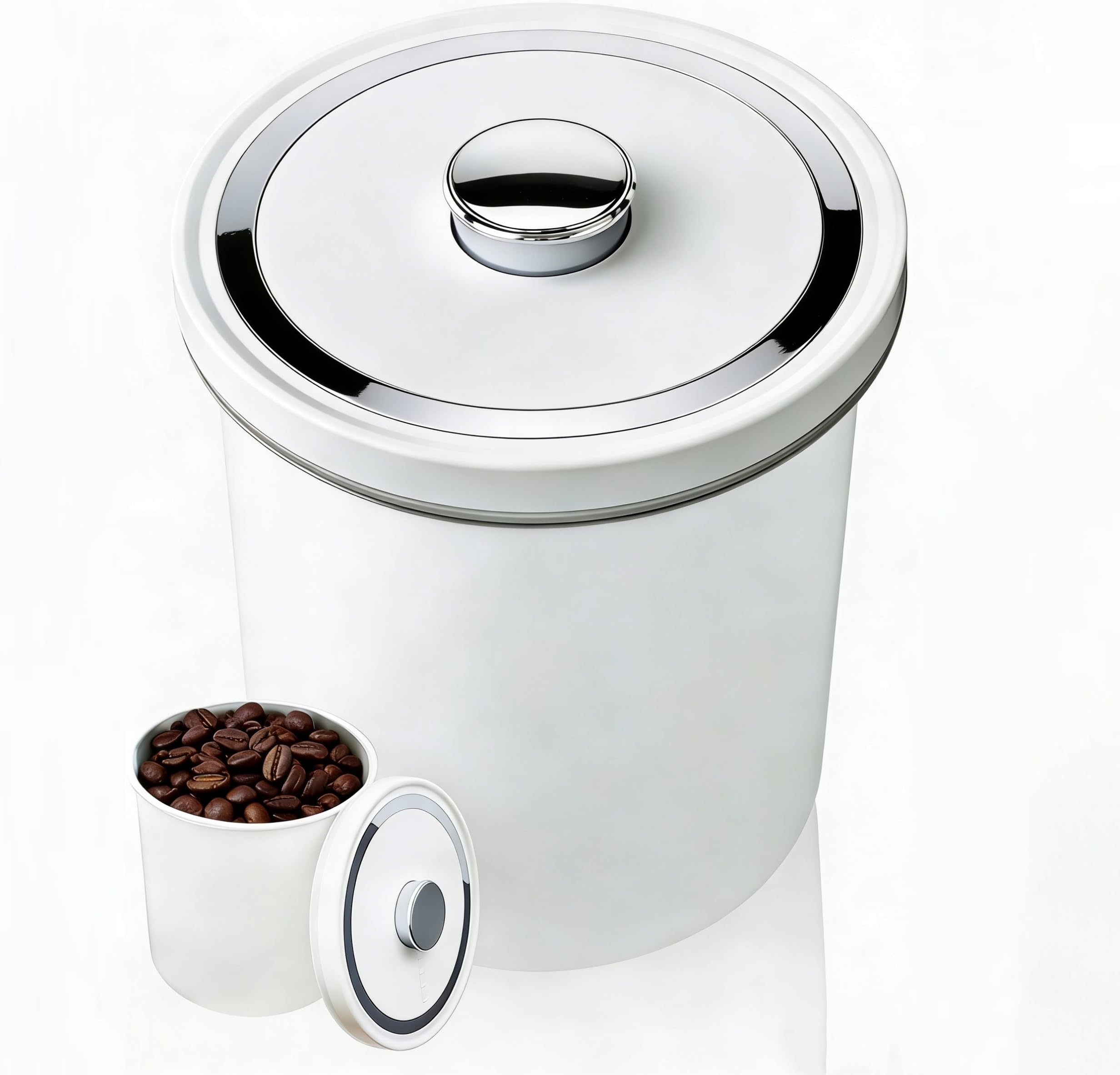 Vakuumlagerbox für Kaffee, Weizen, Bohnen, Mehl, Milchpulver, Haustiernahrungsmittellagerung Ein-Knopf-Betrieb Automatischer Vakuum (12L Weiß)