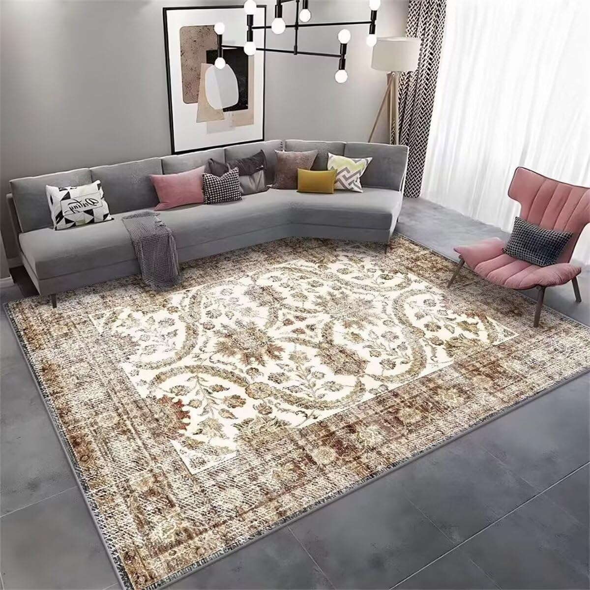 Tapis de salon rectangulaire 180X250CM classique pour cuisine et chambre fille