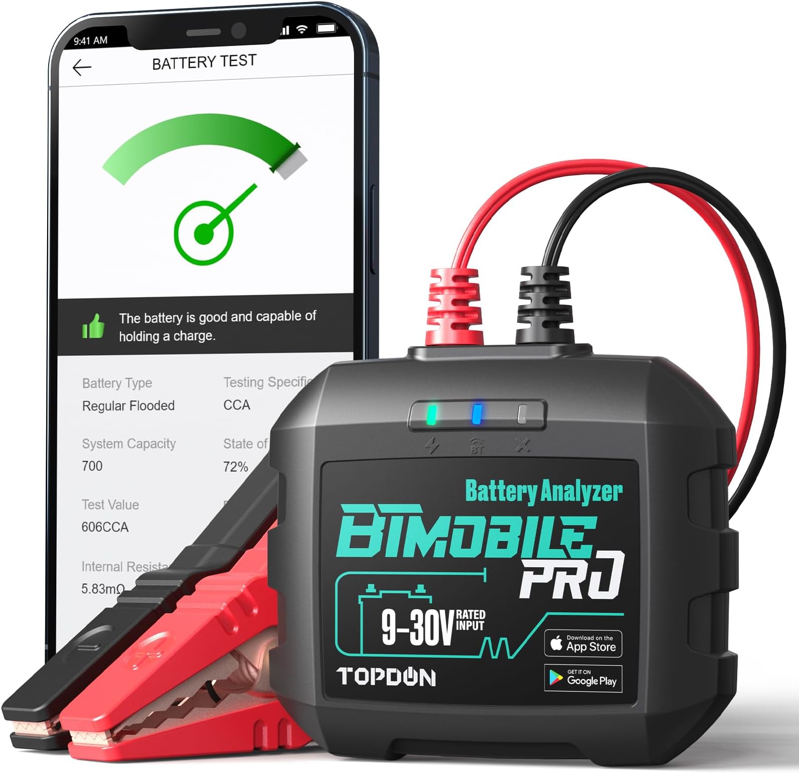 Car Battery Tester 12v, TOPDON Wireless Battery Load Tester 100-2000 CCA, BTMobile PRO Battery Monitor Cranking & Charging Tester Automotive Battery Analyzer, Bluetooth Alternator Load Tester