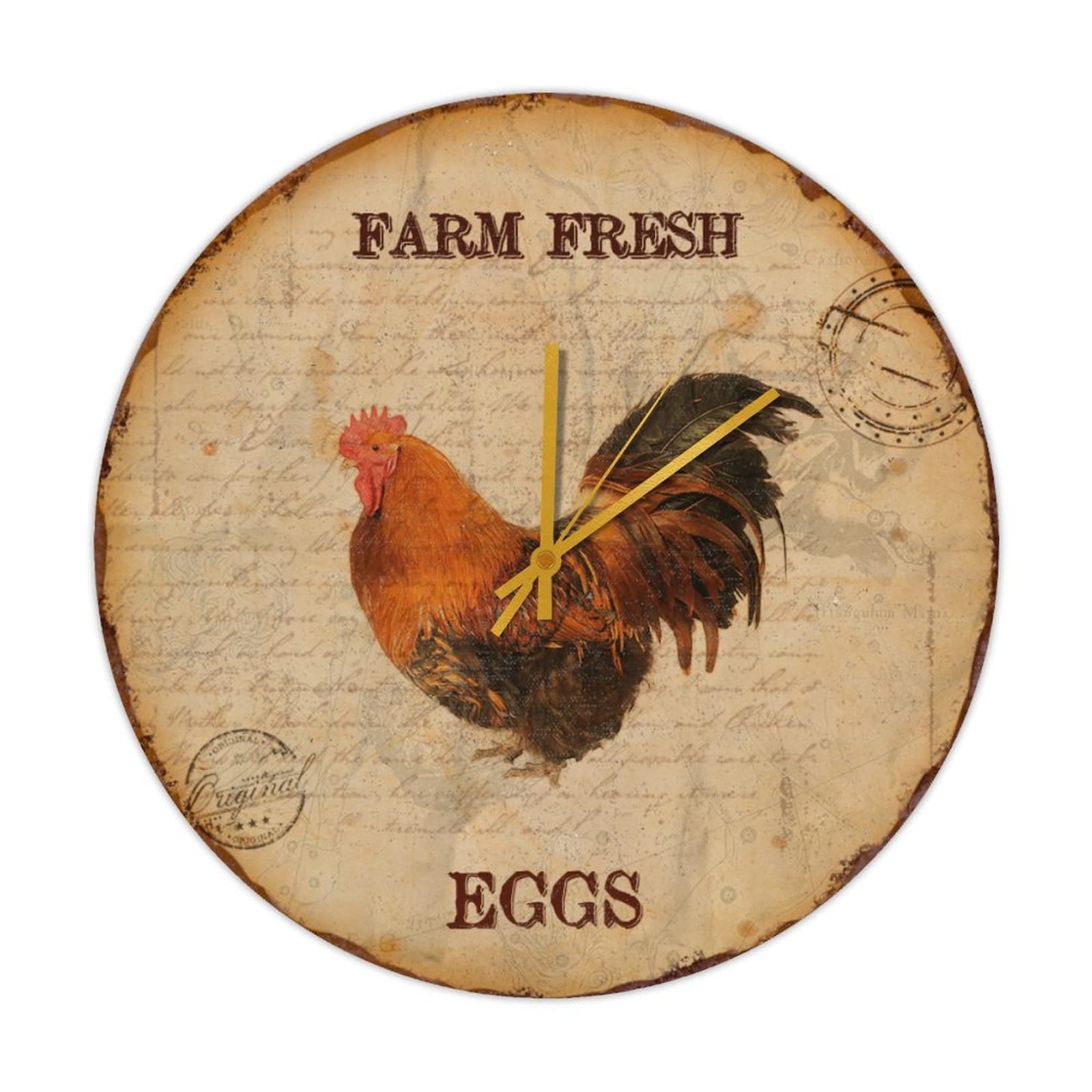 Horloge ronde en bois coq pour remplacer les horloges bruyantes de chambre à coucher