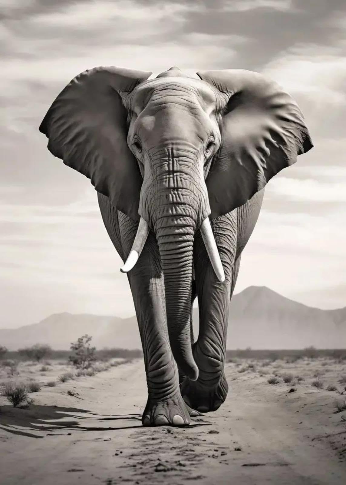 Yocheng Black And White Elephant Canvas Paintings On The Wall Art Posters And Prints Animals Pictures For Living Room Decor 50x70cm No Frame