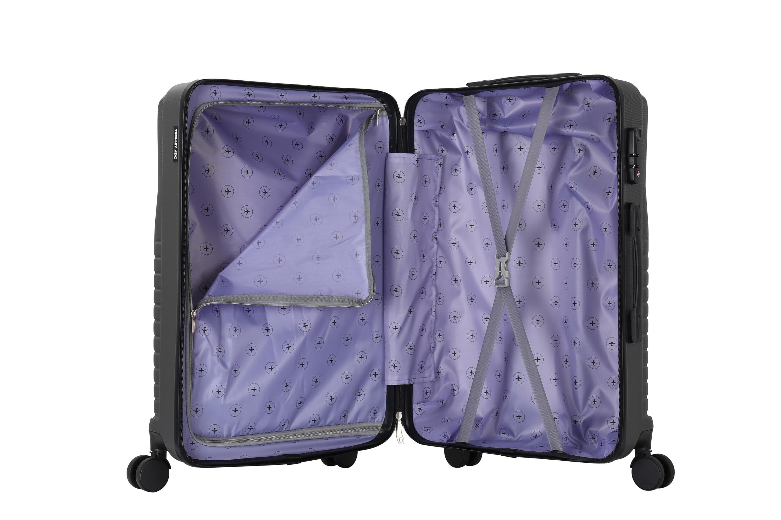 Set de 2 Valises ABS – Cabine 55cm + XL 75cm – Bagage Avion Soute & Cabine – 4 Roues 360° – Cadenas (Gris, Set XL 75cm soute + Cabine 55cm)