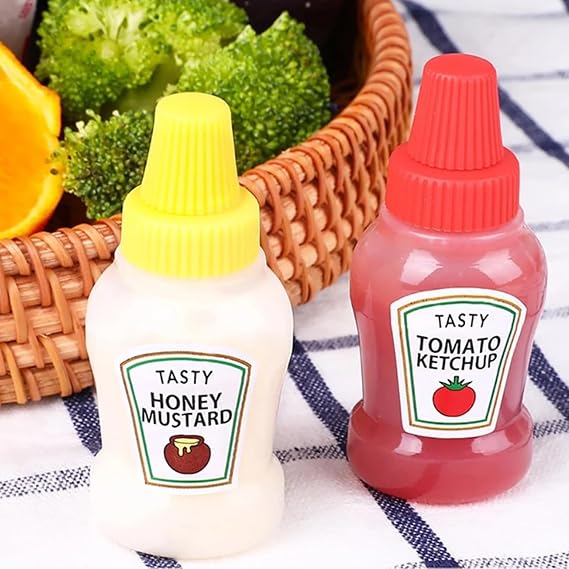 Mini Condiment Container for Bento with Lid, Mini Condiment Squeeze Bottle, Portable Mini Sauce Bottle with Lid, Honey Ketchup, Soy Sauce, Mayonnaise, Mirin, Spike, Save Saving, Salt Loss, Prevent