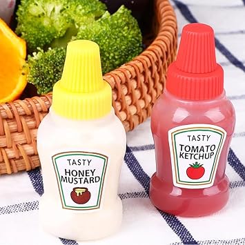 Mini Condiment Container for Bento with Lid, Mini Condiment Squeeze Bottle, Portable Mini Sauce Bottle with Lid, Honey Ketchup, Soy Sauce, Mayonnaise, Mirin, Spike, Save Saving, Salt Loss, Prevent