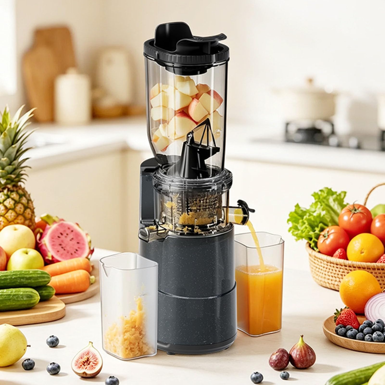 SUNGOOYUE Exprimidor Prensado en Frío 40RPM, Boca Ancha Masticación Lenta