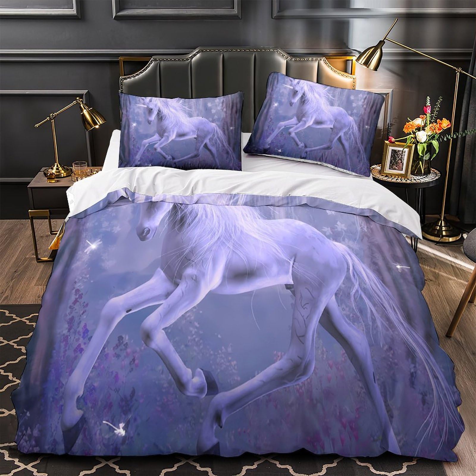 Linge de lit adulte licorne pour une chambre parentale féerique