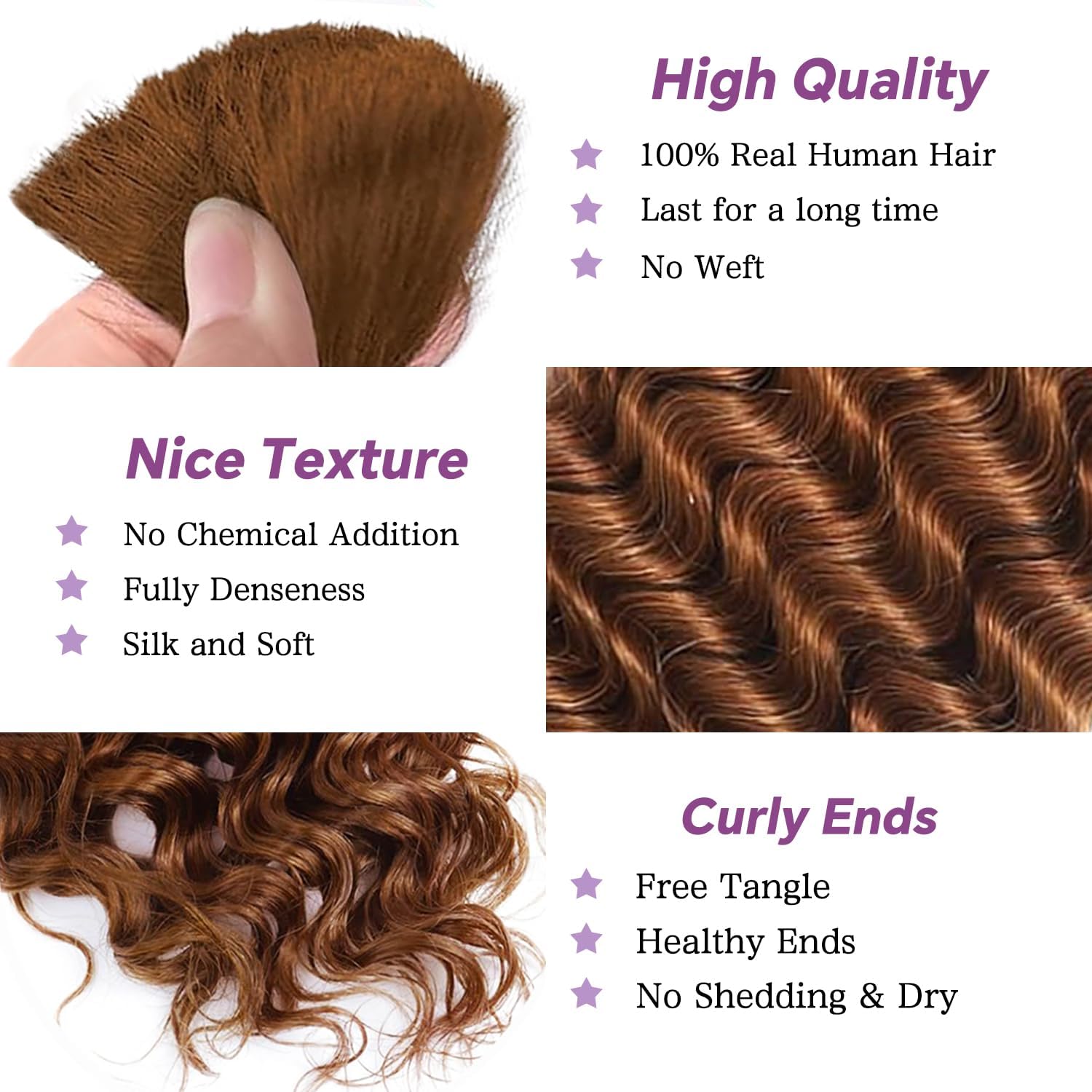 Human Braiding Hair for Boho Braids Human 110g 24 Inch Curly Boho Hair for Braiding Knotless 12A Deep Wave Bulk Bohemian 3 Bundles/Pack (30#) - Image 3