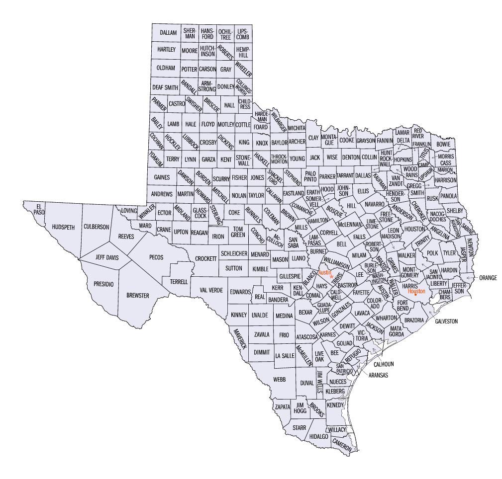 Home Comforts County Outline Map of Texas-12 Inch by 18 Inch Laminated Poster-Posters with Bright Colors and Vivid Imagery-Convenient 12 Inch by 18 Inch Size Fits Perfectly in Many Attractive Frames