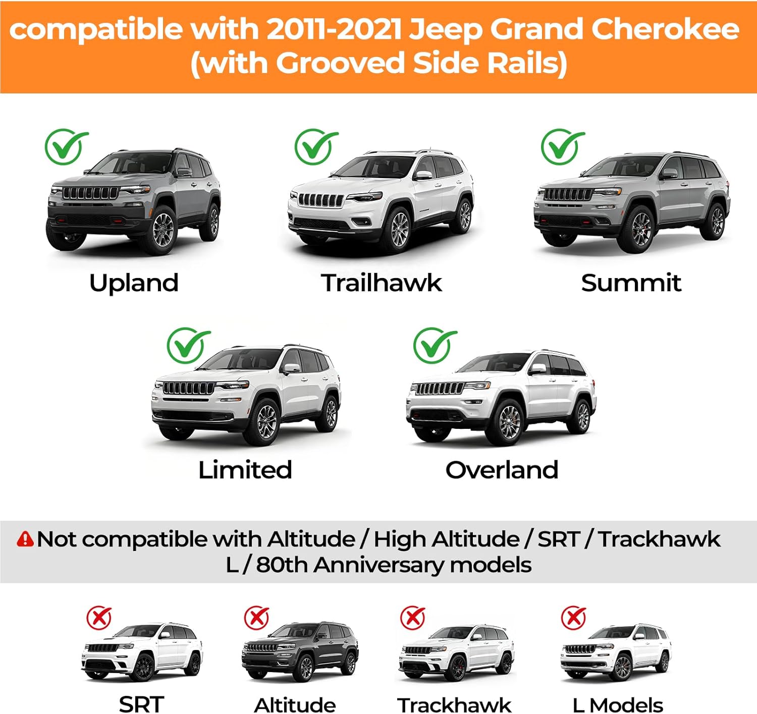 Heavy Duty 260lbs Lockable Roof Rack Cross Bars Compatible with Jeep Grand Cherokee 2011-2021 (with Grooved Side Rails),Roof Rails Crossbars Rooftop Cargo Bars