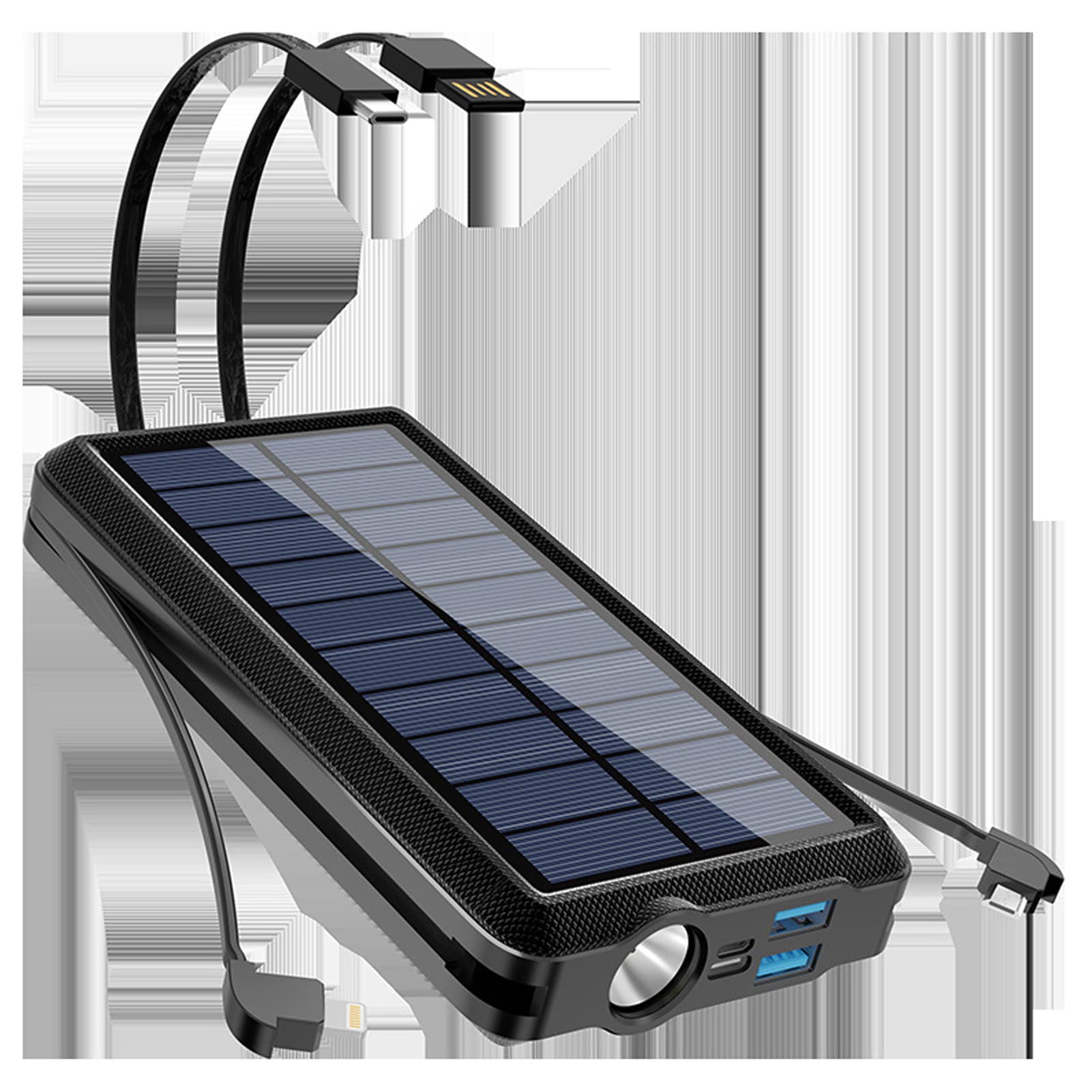 Marhynchus 30000 MAh Solar Power Bank z 4 Kablami o Dużej Pojemności Solarnej ładowarki Solarnej do Codziennych Podróży na świeżym Powietrzu, Wyposażone w Panele Słoneczne, światło LED,