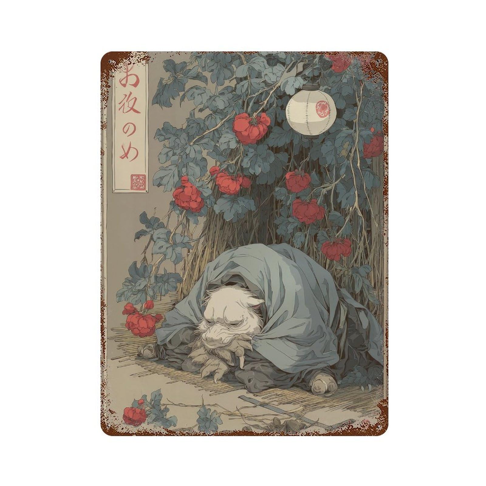 xiaoxiaoshen Kitsune Fox. Traditional Ukiyo Wall Decor Art Metal Tin Poster Modern Home Decor Art Home Bar Shop Decorations Vintage Sign 40x30cm