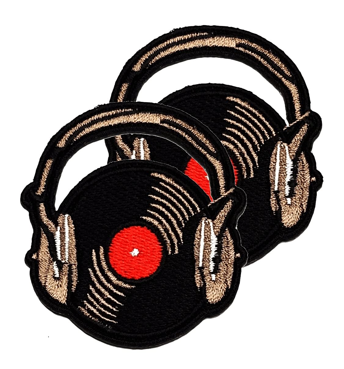 Turntable DJ Equipment Musical Instruments Cartoon Children Kid Patches for Kids Women Men Embroidery Badges Costume Sticker Iron On Embroidered Clothes T-Shirt Jackets Hats Jeans (2 PCS)