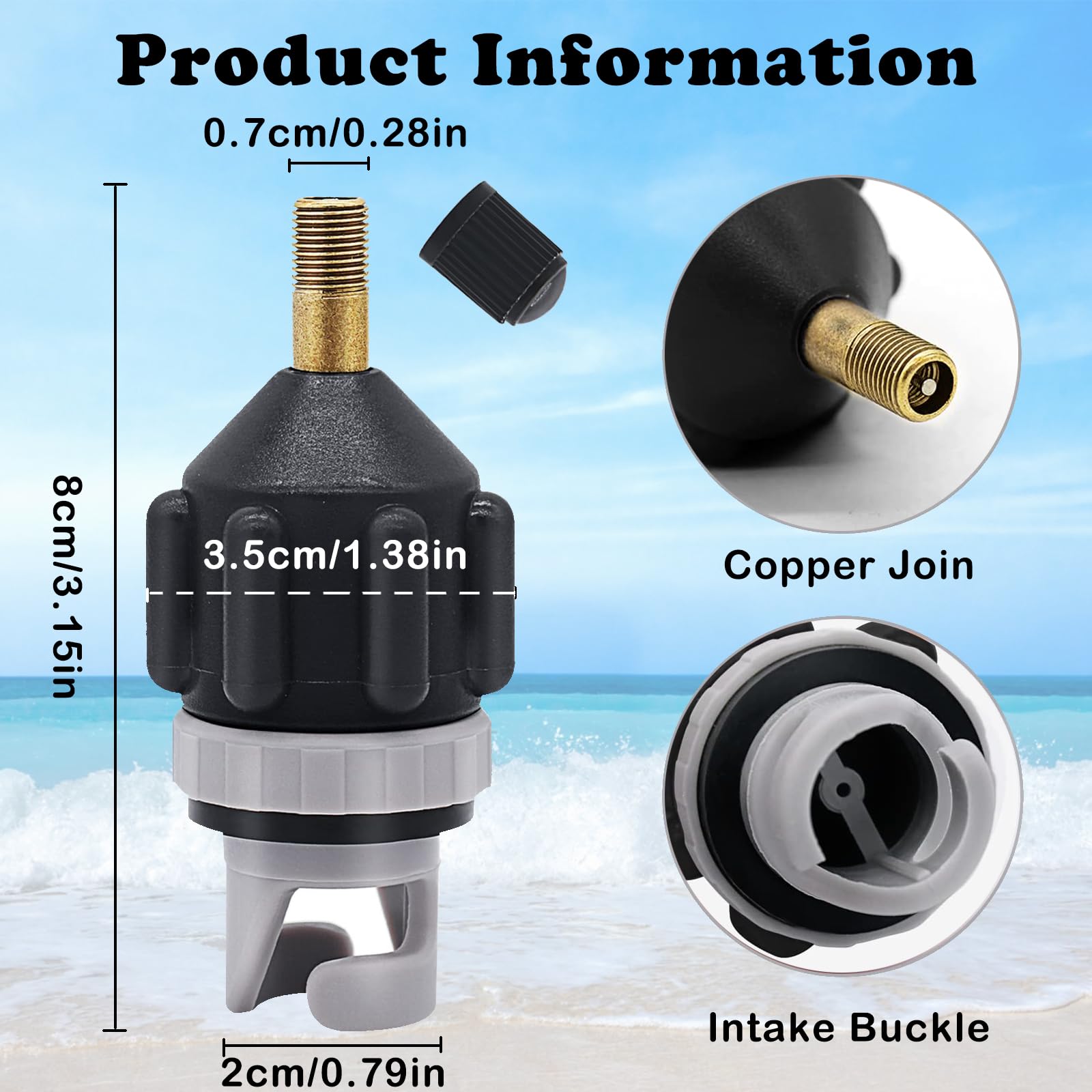 Adaptador Paddle Surf Inflador 2 Piezas para Bomba SUP Tabla Kayak Colchón Aire