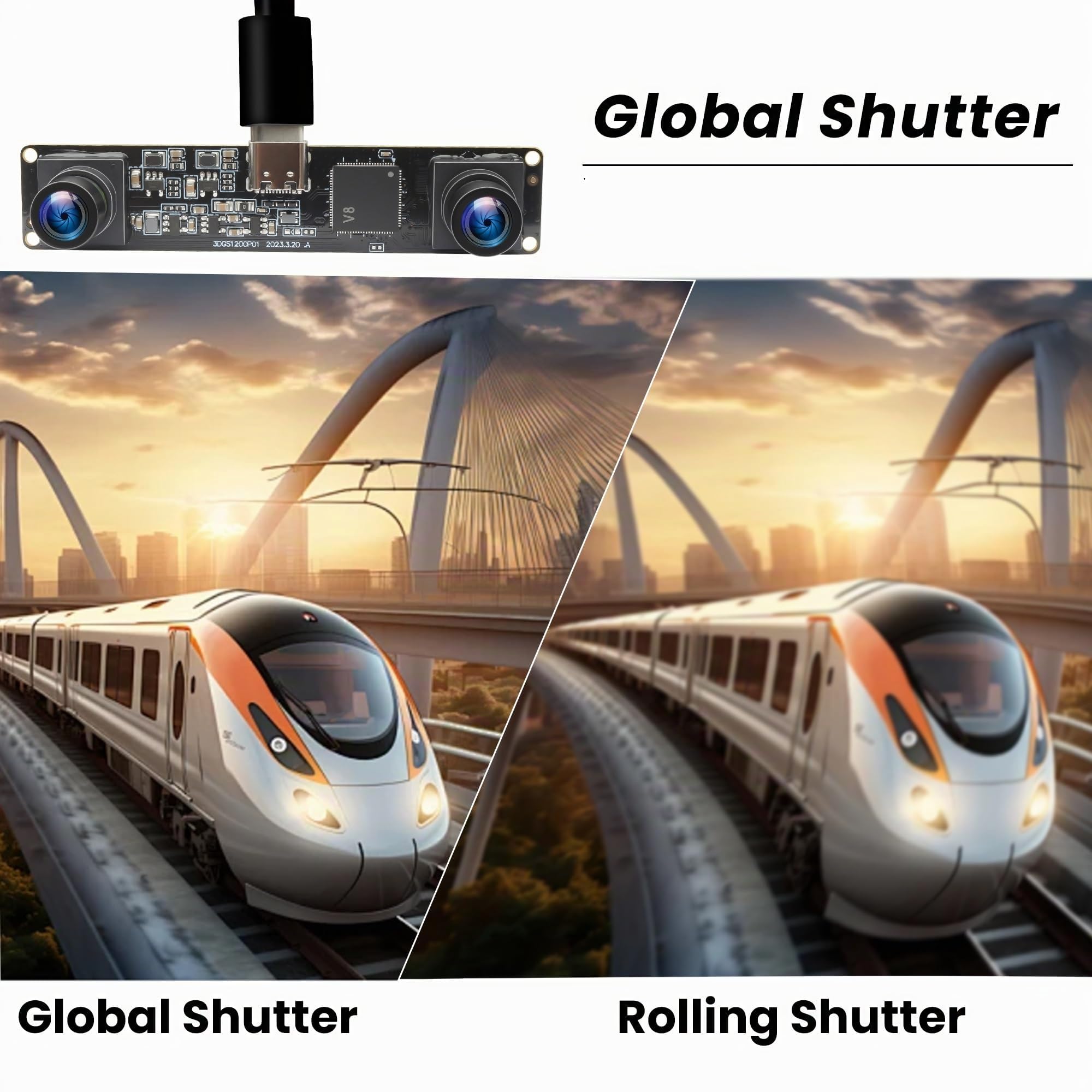 ELP 120fps 3D Stereo USB Kamera Global Shutter 1200P Synchronisierung Dual Lens USB Kameramodul 90 Grad Kamera für PC Computer Plug and Play zur Gesichtserkennung Scannen von QR Codes