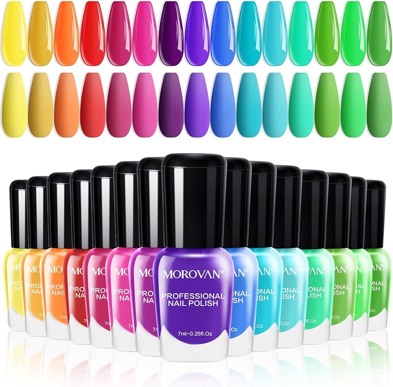 Bright Nail Polish Set:15 Color Quick Dry Long Lasting Gift Set | 0.27oz Rainbow Toenail Polish Pack Regular Set Fingernail Lacquer Kit Bulk for Women
