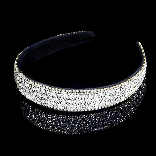 Wecoe Diadema de diamantes de imitación para mujeres y niñas, diadema de moda plateada, diadema de diamantes de cristal brillante, banda fina para