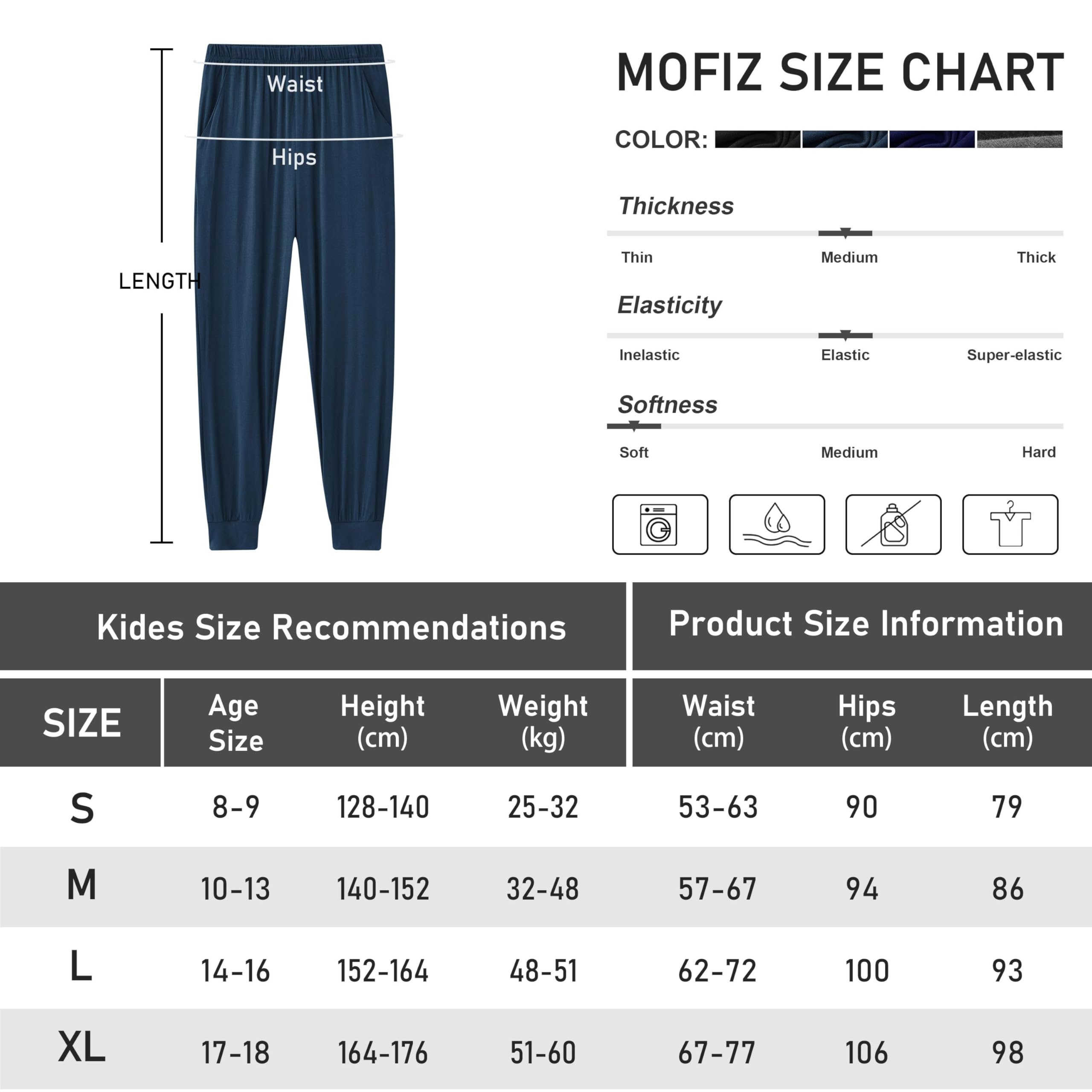 MoFiz Pantalones de Pijama Niños Largos Suave Modal Cintura Elástica Infantil Pants Joggers con Dos Bolsillos 8-18 Años