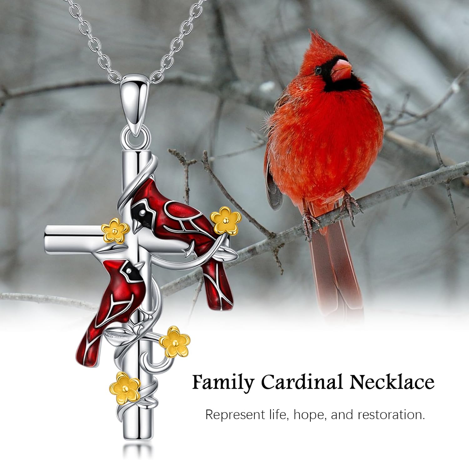 Cardinal/Highland Cow Necklace for Women 925 Sterling Silver Highland Cow Pendant Necklace Red Cardinal Jewelry Christmas Birthday Mothers Day Gifts - Image 7