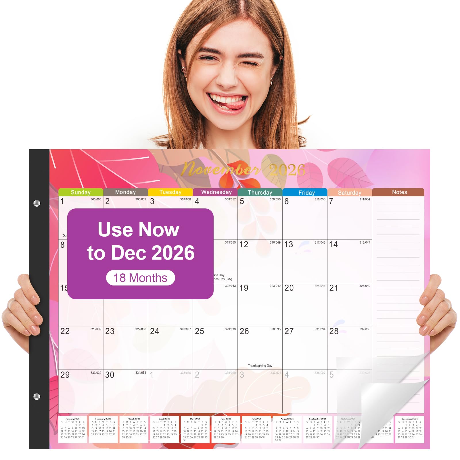 Gannyfer Large Desk Calendar 2025-18 Month Calendar Jan 2025 - Jun 2026, 22" x 17" Desktop Pad Calendar, Office Supplies Perfect for Planning and Organizing In Your Home, School or Office