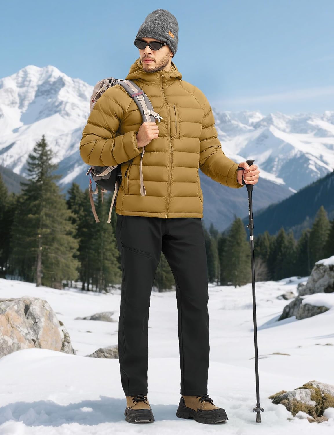 TBMPOY Men's Puffer Jacket Lightweight Hooded Winter Warm Water-Resistant Coat for Ski Casual Travel - Image 2