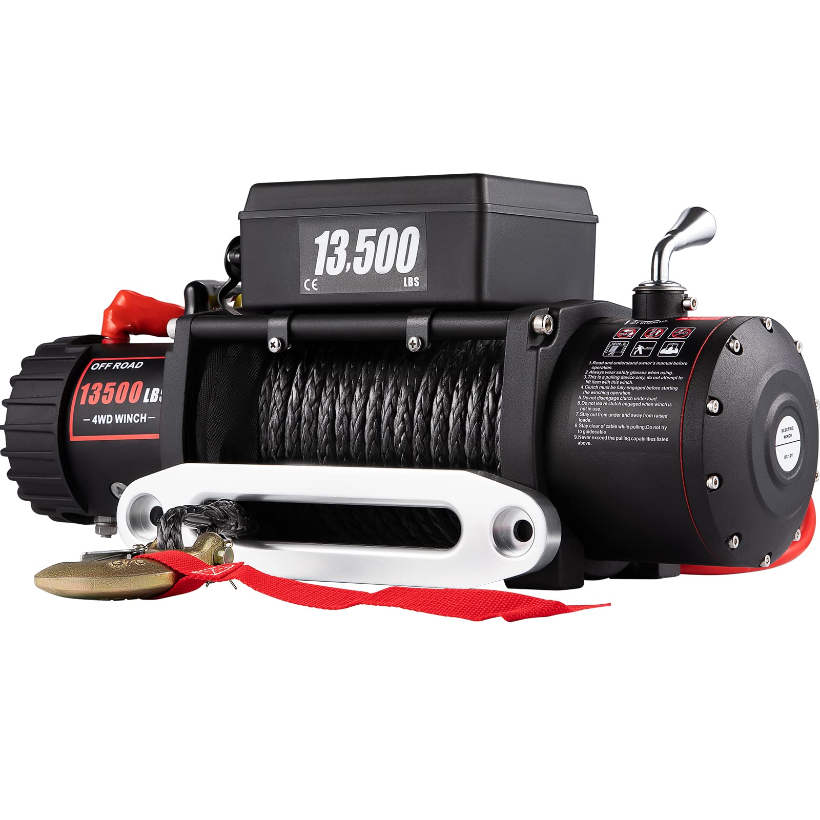Verricello Elettrico 13.500lbs 12V, Verricello Elettrico con 27m Corda Sintetica e Telecomando, Perfetto per Ambiente Fangoso