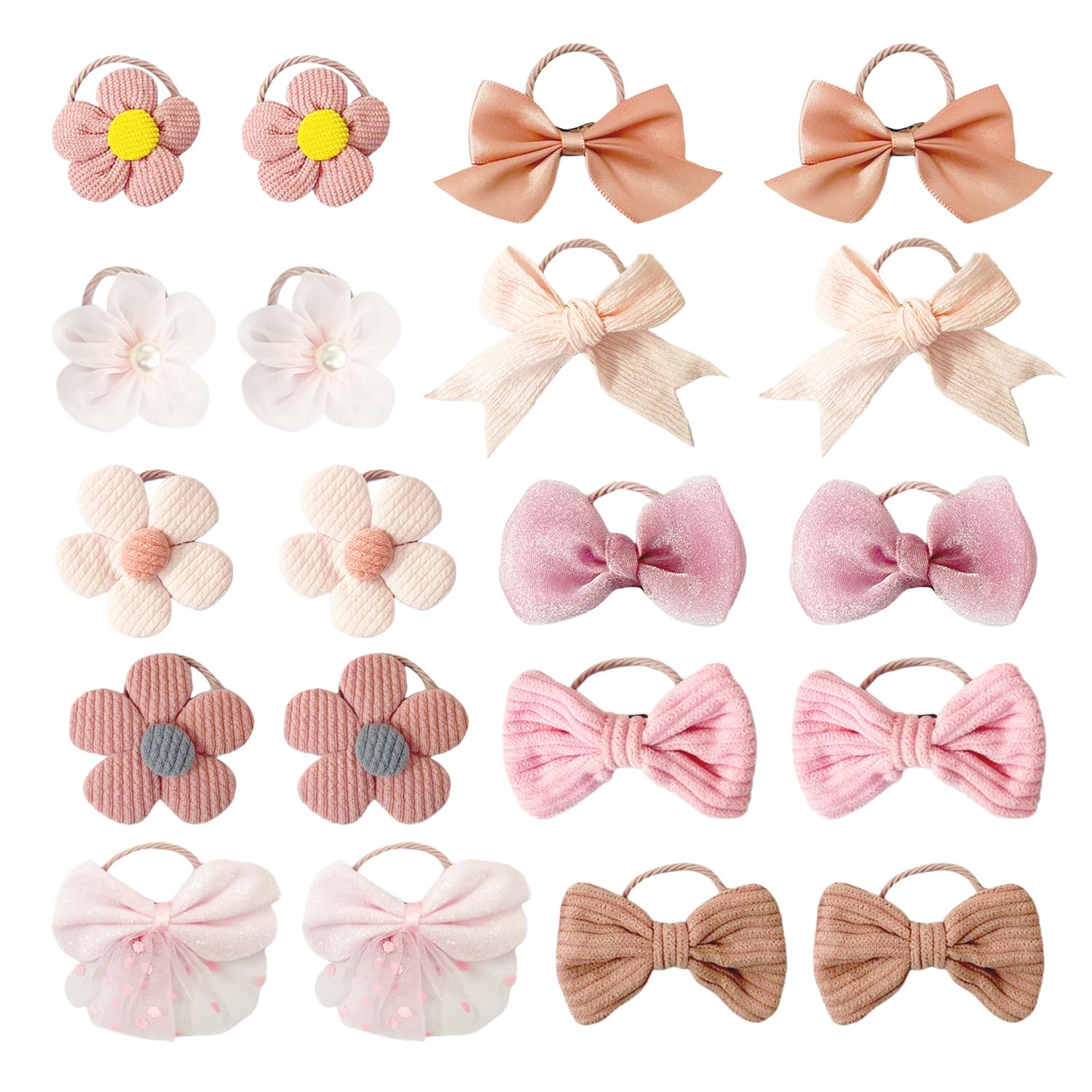 20 Pieces Of Pink Children'S Rubber Bands, Cute Hair Accessories, Bow Hair Accessories, Flower Hair Accessories