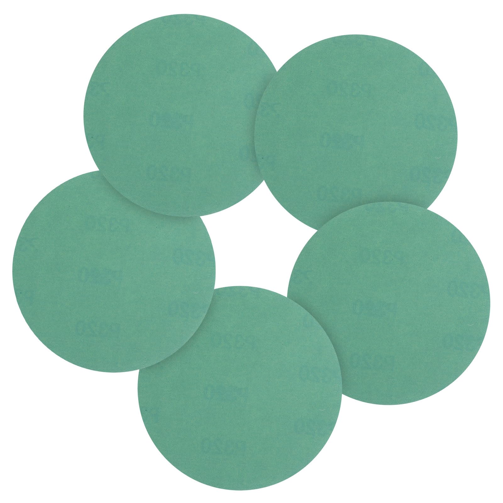CoCud 50 Pcs 125 mm Sanding Disc 320 Grit Round Hook and Loop Sandpaper Fit for Metal Wood Automotive Boat Building Grinding and Polishing, Green