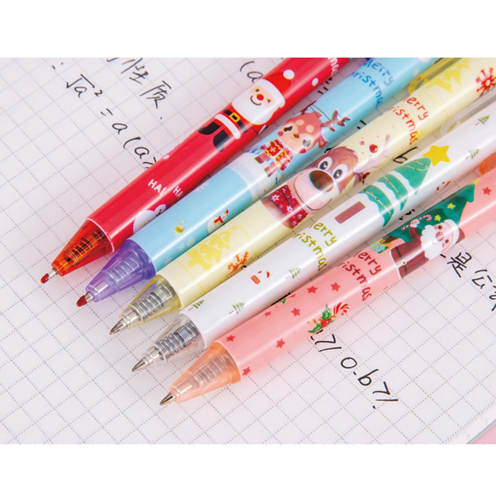 6 Pcs Cartoon Retractable Pens Christmas Gel Ink Pens Cute Xmas Gel Pen 0 5mm Black Ink Writing — view 6