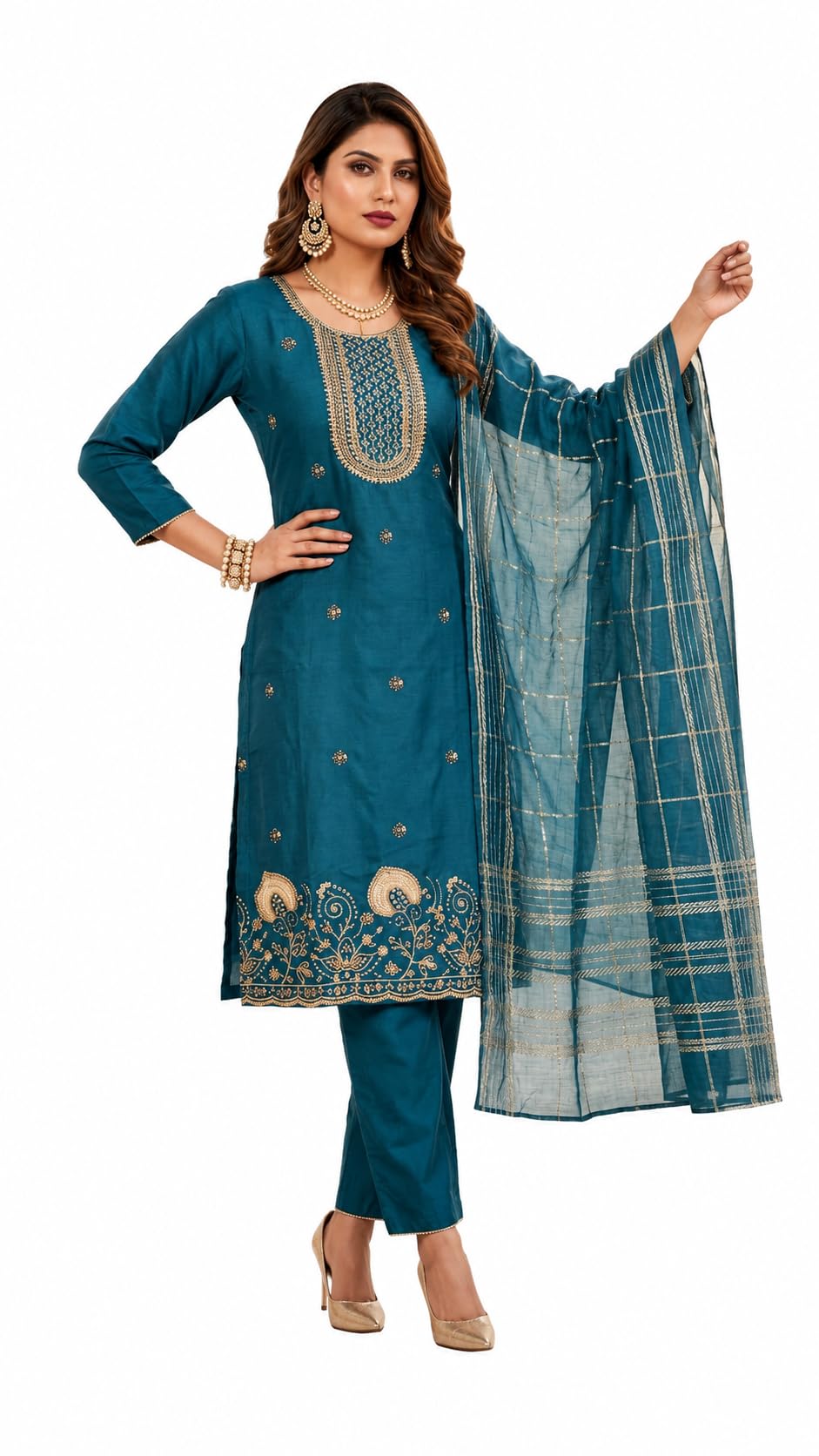 Beats Grace Blue Designer Suit Set | Kurta Set-image-46