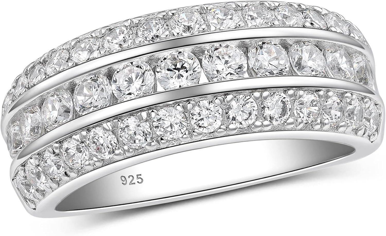 SHELOVES Moissanite Wedding Bands for Men Round D Color VVS1 Clarity 925 Sterling Silver Mens Wedding Rings for Him Sz 8-13