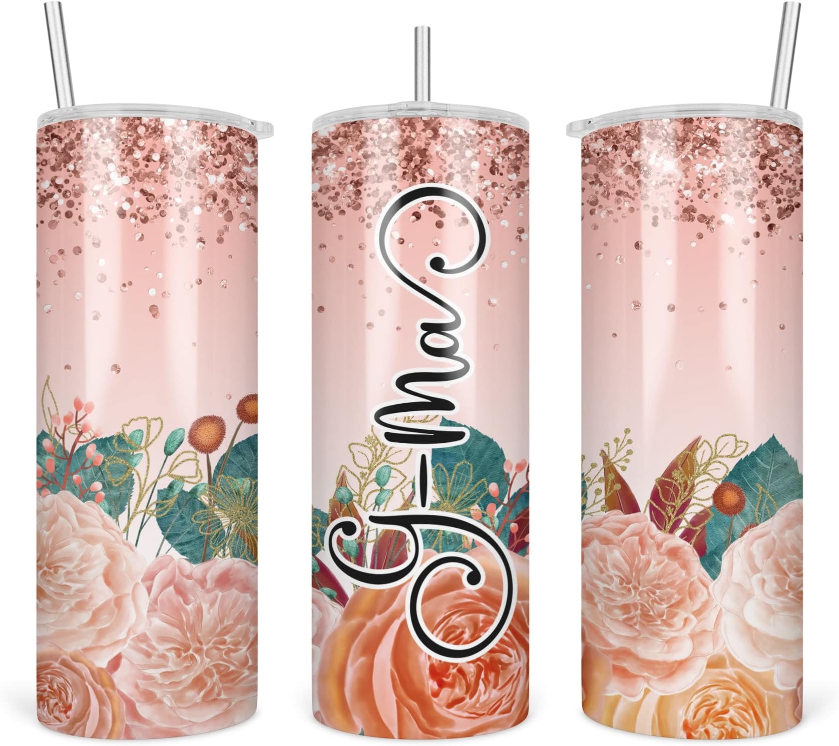 TunlaStoreFlower G-Ma Tumbler - G-Ma Gifts - Best G-Ma Tumbler - G-Ma Travel Mug - Floral G-Ma Tumbler 20Oz Flower Tumblers White