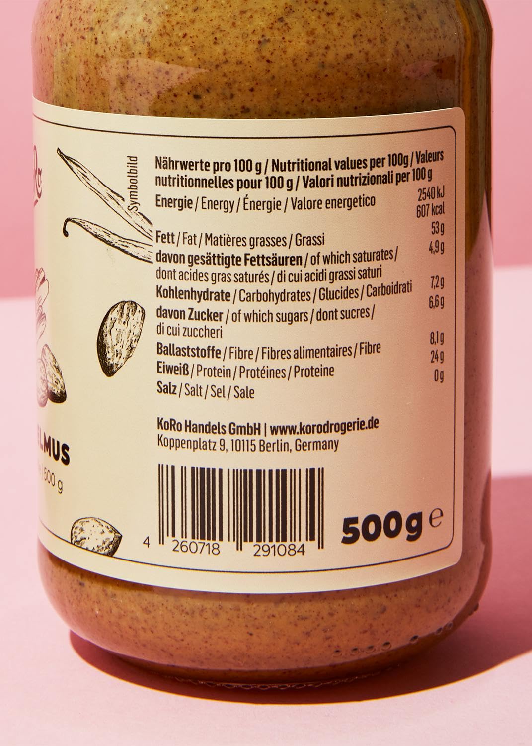 KoRo - Mandelmus Zimt-Vanille 500 g - Zum Backen & Co.- Creamy Mixgenuss aus Vanille mit Zimt - Veganer Aufstrich