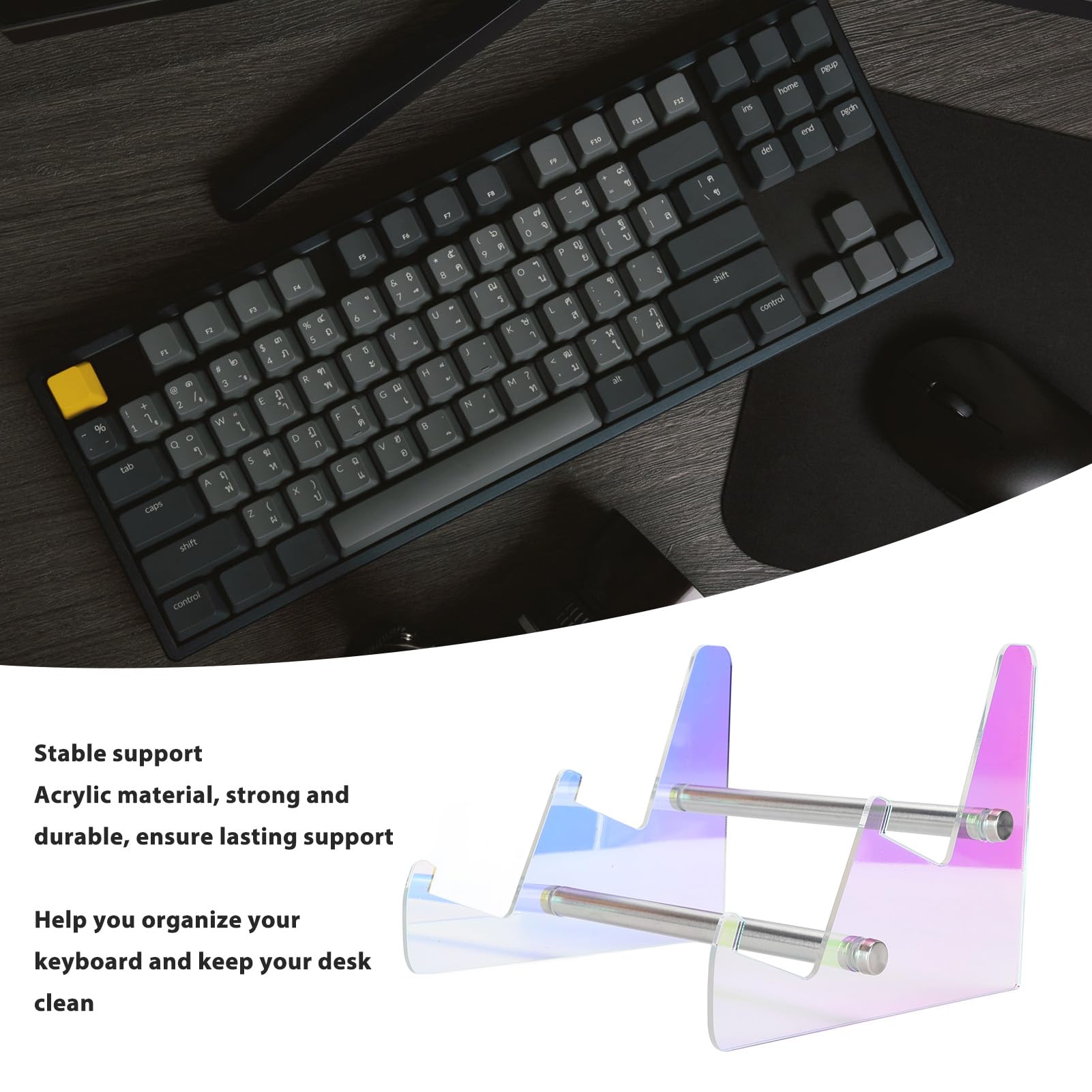 Keyboard Display Stand, Acrylic Mechanical Computer Stand Shelf Mechanical Keyboard Holder Removable Keyboards Storage Holder Tray for Office (Double Layer)